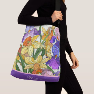 Sac Ajustable Jolie florale, iris peints, personnalisée