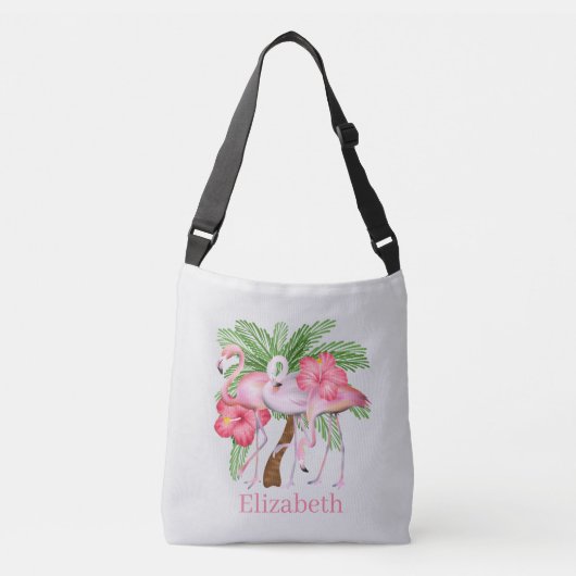 Sac Ajustable Jolie plage rose flamingo ajouter nom (Devant)