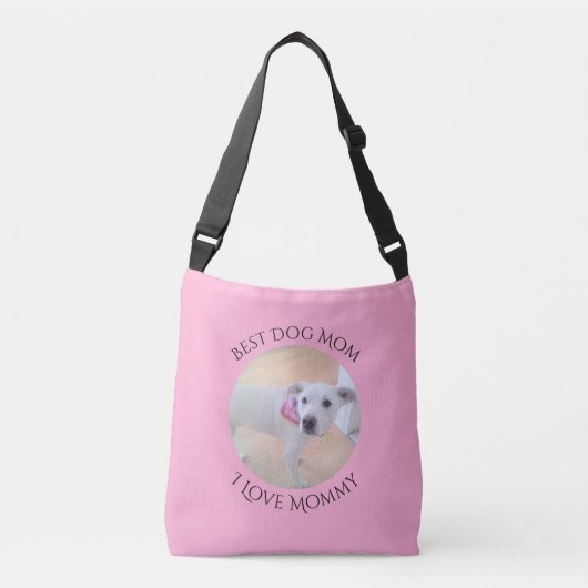 Sac Ajustable Jolie rose Doux visage Blanc chien Meilleure maman (Devant)