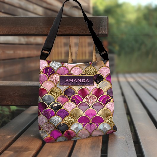 Sac Ajustable Jolies écailles de sirène rose chaud doré féminin