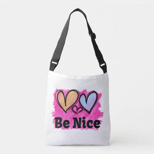 Sac Ajustable Jolis cœurs aquarelle sois gentil (Devant)