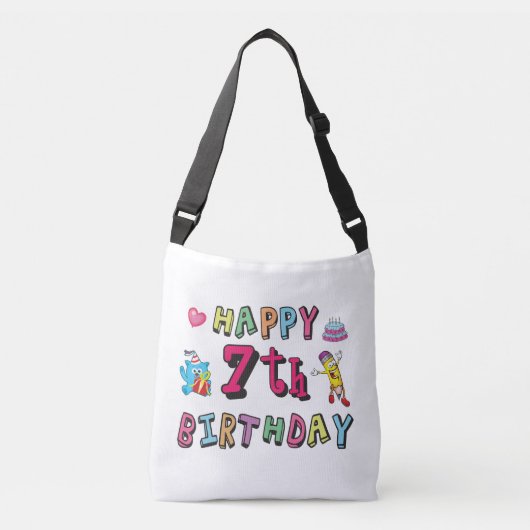 Sac Ajustable Joyeux 7ème anniversaire. 7 ans. (Devant)