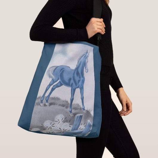 Sac Ajustable joyeux cheval en bleu (De près)