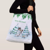Sac Ajustable Joyeux Noël ! Snowman avec chat et chiot (De près)