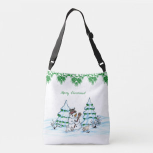 Sac Ajustable Joyeux Noël ! Snowman avec chat et chiot