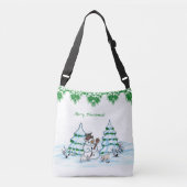 Sac Ajustable Joyeux Noël ! Snowman avec chat et chiot (Devant)