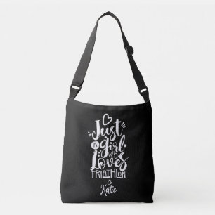 Sac Ajustable Juste une fille triathlon typo noir et blanc moder