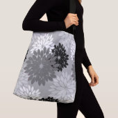 Sac Ajustable Kimono floral moderne Imprimer, gris, noir et blan (De près)