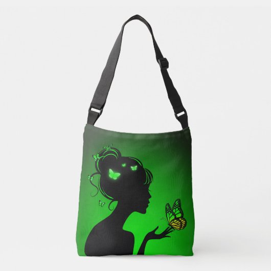 Sac Ajustable La femme papillons verts (Devant)