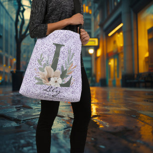 Sac Ajustable La Sérénité Élégante de Lily - Monogramme Floral B