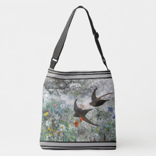 Sac Ajustable Le fleur sauvage d'oiseaux d'hirondelle fleurit le