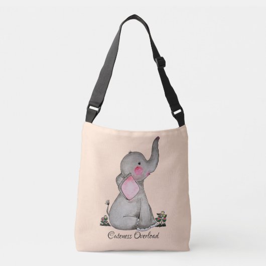 Sac Ajustable L'éléphant mignon de bébé d'aquarelle avec (Devant)