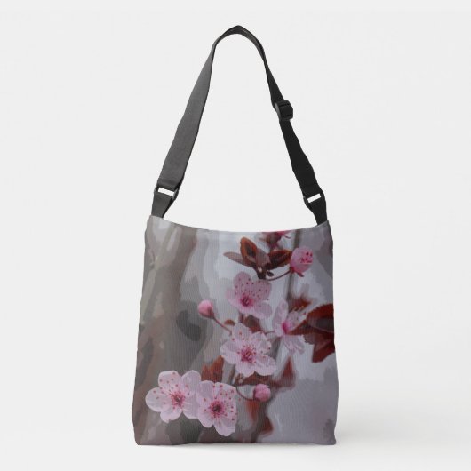 Sac Ajustable Les fleurs de cerisiers roses d'Artsy sur gris per (Devant)