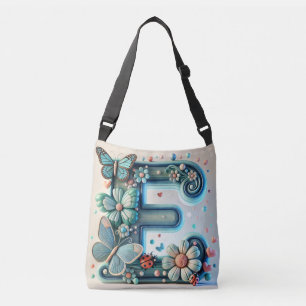 Sac Ajustable Lettre Florale Élégante E avec Papillons