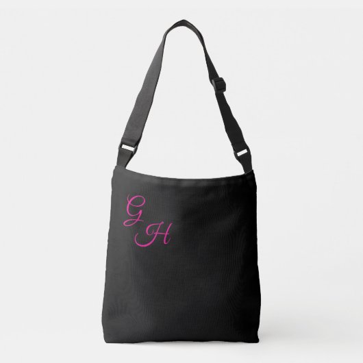 Sac Ajustable Lettres de grâce - Noir et Rose chaud : (Devant)