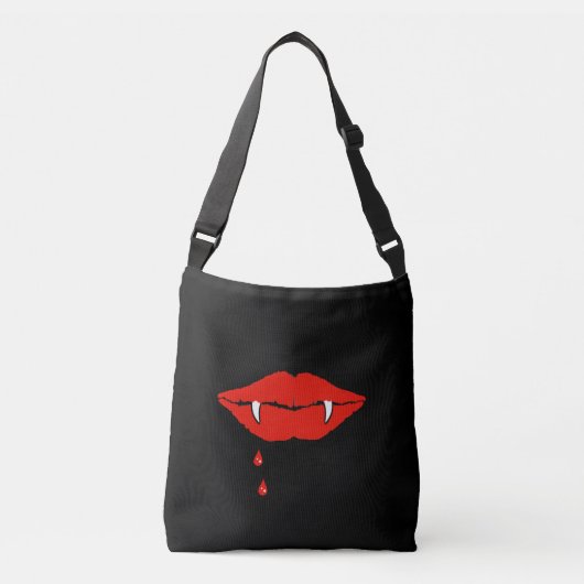 Sac Ajustable Lèvres de vampire avec des crocs dégoulinant de sa (Devant)