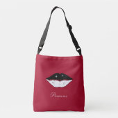 Sac Ajustable Lèvres noir et blanc chic et calligraphie sur bord (Dos)