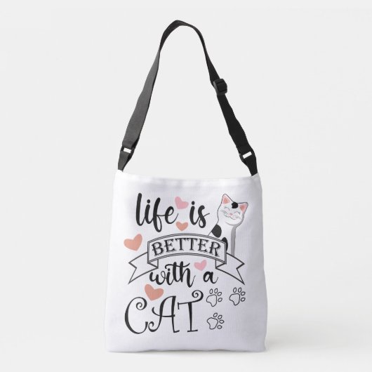 Sac Ajustable Life is Better With a Cat quote slogan (Dos)