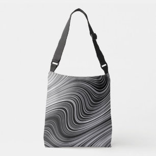 Sac Ajustable Lignes courbes modernes en gris argenté noir blanc