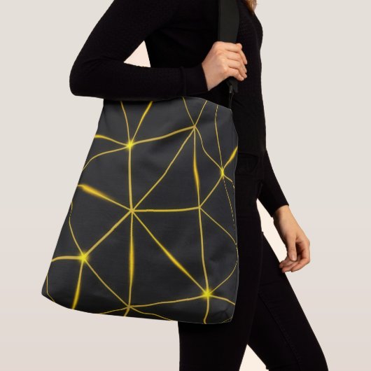 Sac Ajustable Lignes d'or triangles noirs géométriques (De près)