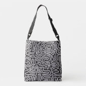 Sac Ajustable Lignes ondulées de doodle rétro : Monochrome (Dos)