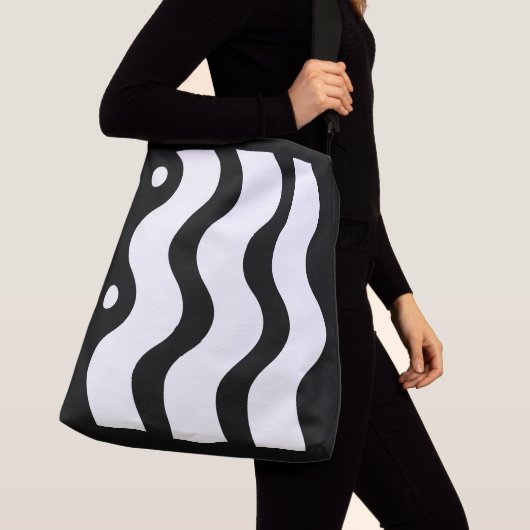 Sac Ajustable Lignes ondulées Design noir et blanc (De près)