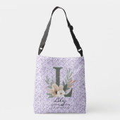 Sac Ajustable Lily's Graceful Serenity - Boho Floral Monogramme (Dos)