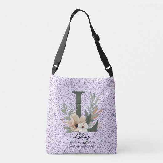 Sac Ajustable Lily's Graceful Serenity - Boho Floral Monogramme (Dos)