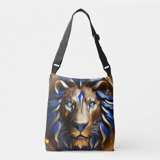 Sac Ajustable Lion bleu saphir et or (Devant)