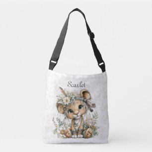 Sac Ajustable Lion floral mignon aquarelle
