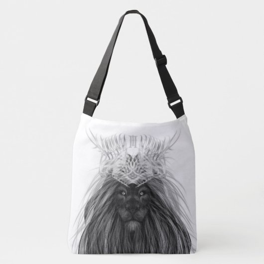 Sac Ajustable Lion noir avec couronne Antlers et monogramme (Devant)