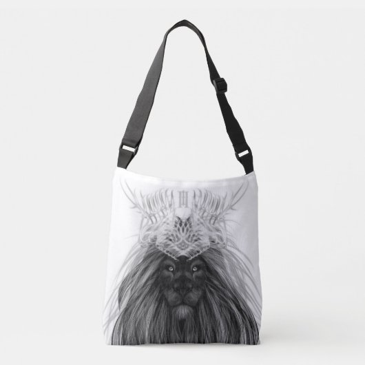 Sac Ajustable Lion noir avec couronne Antlers et monogramme (Devant)