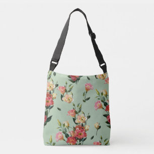 Sac Ajustable Lisianthus victorien : Aquarelle Florale d'olive.
