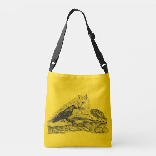 Sac Ajustable Loup et corbeau - Design noir et jaune (Dos)