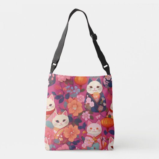Sac Ajustable Lucky cat Kimono motif inspiré tissu japonais (Dos)