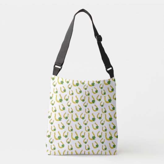 Sac Ajustable Lucky Golden Horseshoe avec Shamrock en blanc (Devant)