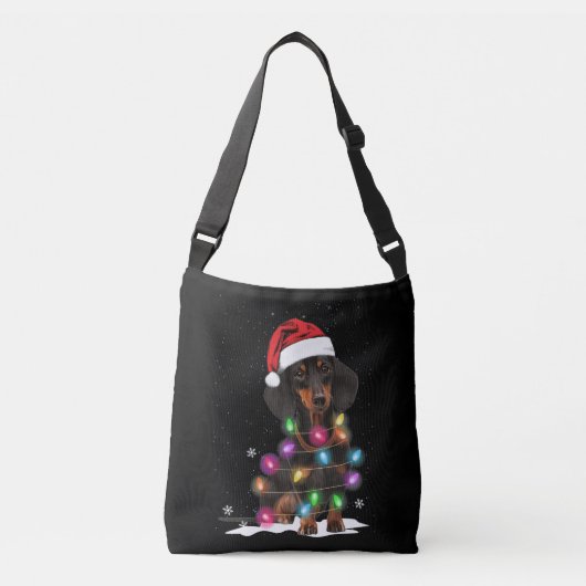 Sac Ajustable Lumières De Noël Dachshund Avec Neige (Devant)