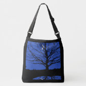 Sac Ajustable Lune avec arbre, Bleu Cobalt, Noir et Blanc (Devant)