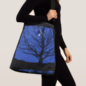 Sac Ajustable Lune avec arbre, Bleu Cobalt, Noir et Blanc (De près)