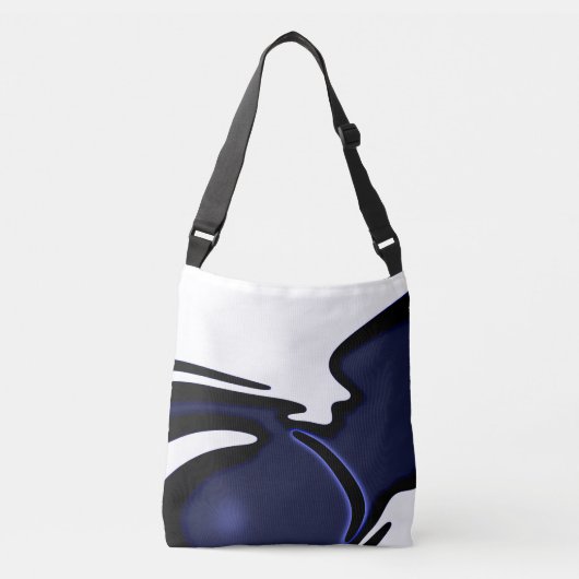 Sac Ajustable Lune bleue : Bleu Abstrait, Blanc & Noir (Devant)