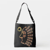 Sac Ajustable Machu Picchu élégant et dessin au soleil sur noir (Dos)