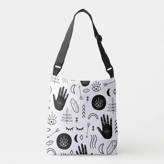 Sac Ajustable Mains magiques, lune, motif ethnique. (Devant)