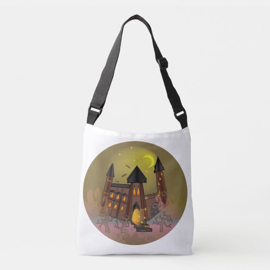Sac Ajustable Maison de sorcière éffrayante Halloween et château (Devant)