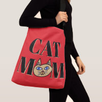 Maman Chat Tête de Chat Graphique Rouge 