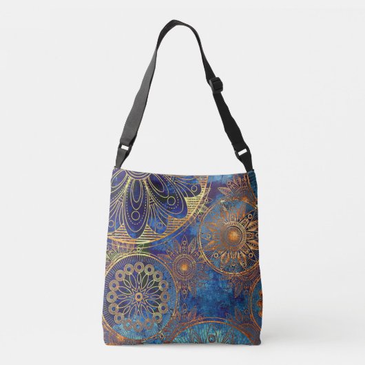 Sac Ajustable Mandala Celestial bleu et or Nom personnalisé (Dos)
