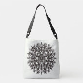 Sac Ajustable Mandala de champignons psychédéliques noir et blan (Dos)