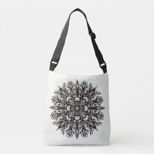 Sac Ajustable Mandala de champignons psychédéliques noir et blan