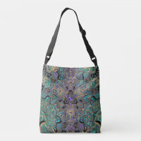 Mandala noir pourpre d'or turquoise