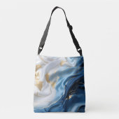 Sac Ajustable Marbre Blanc Bleu avec Aspect Soie Dorée (Dos)