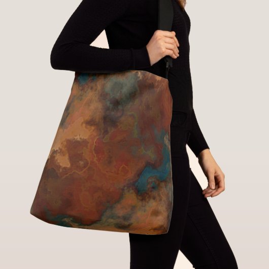 Sac Ajustable Marbre turquoise et rouille Abstrait (De près)
